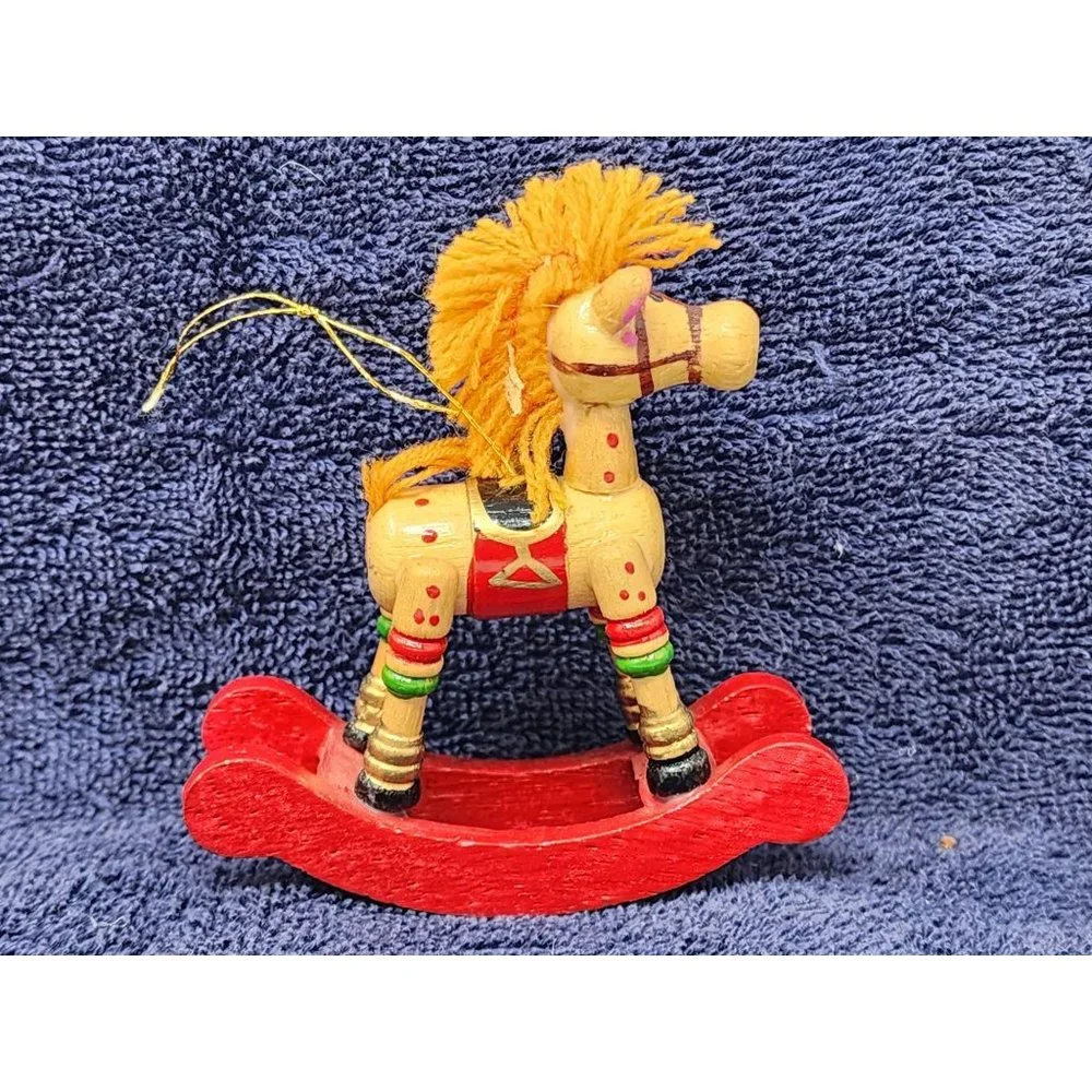 Rocking Horse Santa Caramel Apple Christmas Classic Ornaments Lot Of‎ 3